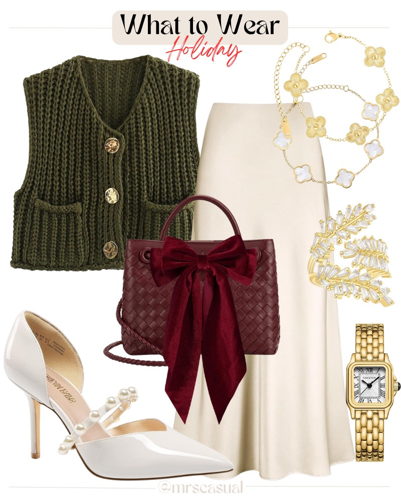 A chic holiday look that’s elegant but still so easy 🤍💚🎀 Loving the mix of cozy textures and dressy accessories!

#LTKSeasonal #LTKGiftGuide #LTKHoliday