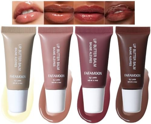 4 Pcs Summer Refreshing Tinted Lip Butter Balm, Conditioning Lip Gloss Lip Mask for Instant Moist... | Amazon (US)