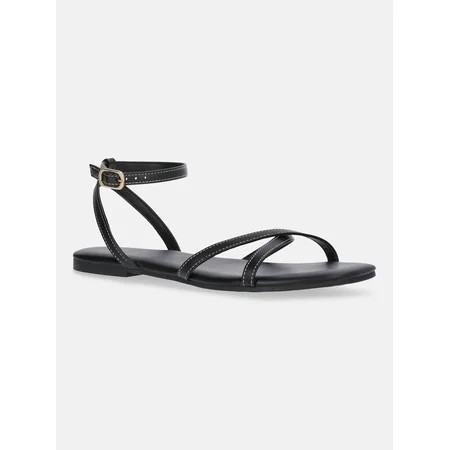 Time and Tru Women's Strappy Flat Sandals | Walmart (US)