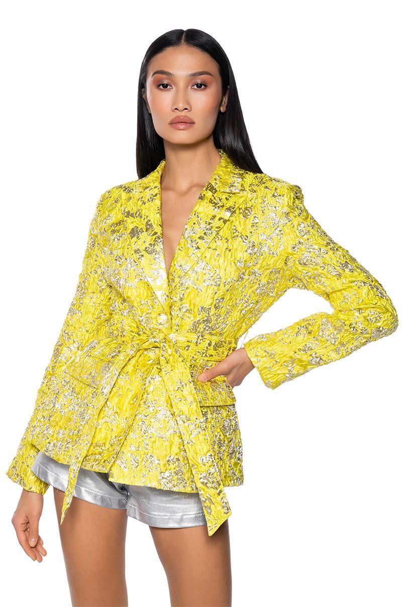 HOLIDAY BROCADE QUILTED LINED BLAZER | AKIRA