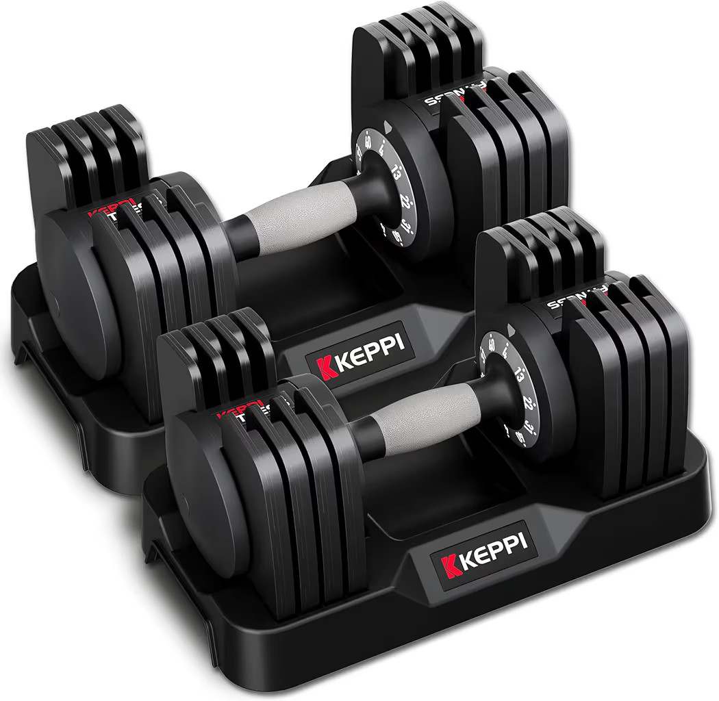 Keppi Adjustable Dumbbells Set-25lb/40lb/55lb/60lb, Anti-Slip Metal Fast Adjust Weight Handle, Ex... | Amazon (US)