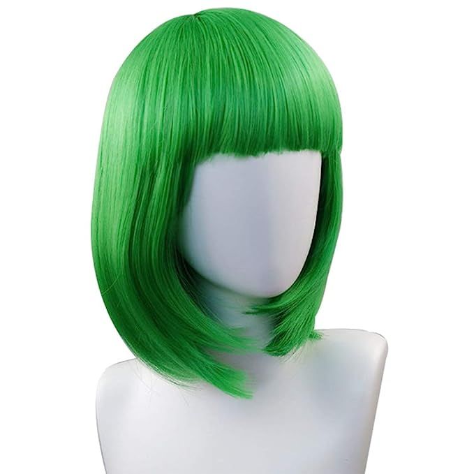 Green Wigs for Women Colorful Short Bob Wig with Bang Synthetic Straight Hair Wigs Costume Cospla... | Amazon (US)