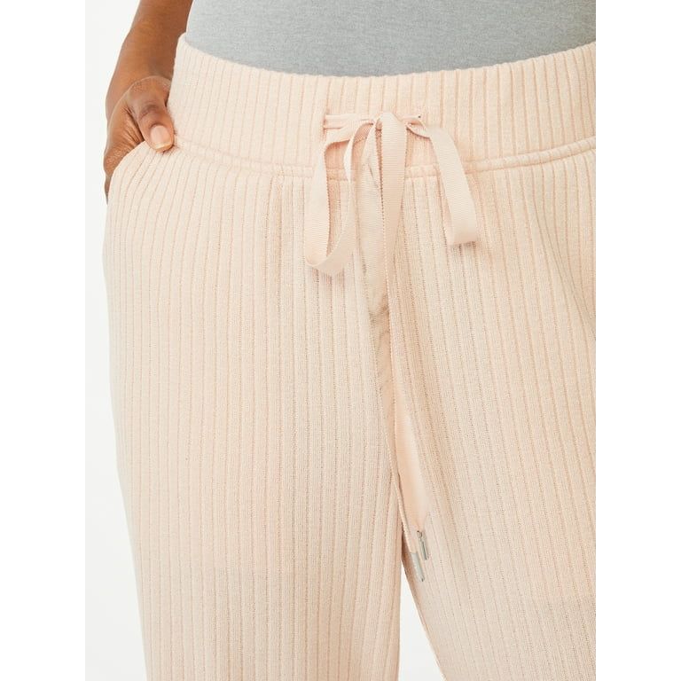 Scoop Women's Wide Leg Ribbed Crop Pants | Walmart (US)
