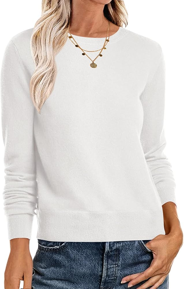 ANRABESS Women's Long Sleeve Crewneck Classic 2024 Fall Soft Basic Pullover Sweaters Top | Amazon (US)