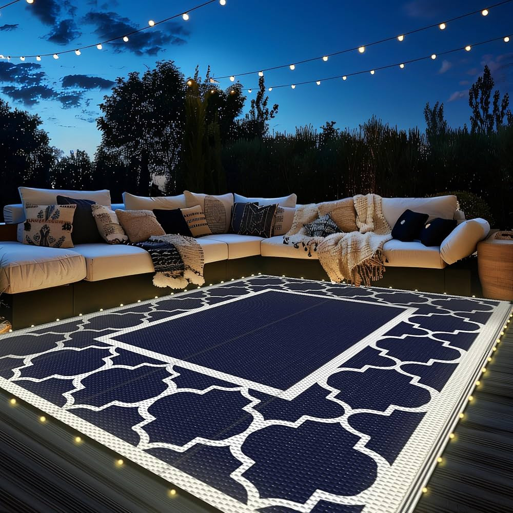 GENIMO 5' x 8' Outdoor Rug Waterproof for Patio Decor, Foldable Reversible Plastic Straw Area Rug... | Amazon (US)