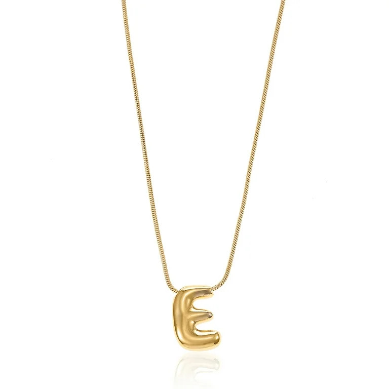 No Boundaries Goldtone Initial Bubble Letter Necklace, 1 Piece, Letter E | Walmart (US)