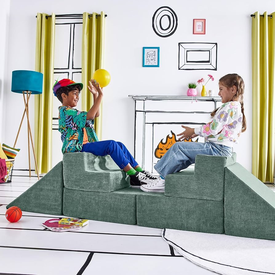 Kids Play Gym, Green Meadows, 5 Modular Pieces, CertiPUR-US Foam, Foldable, Machine Washable | Amazon (US)