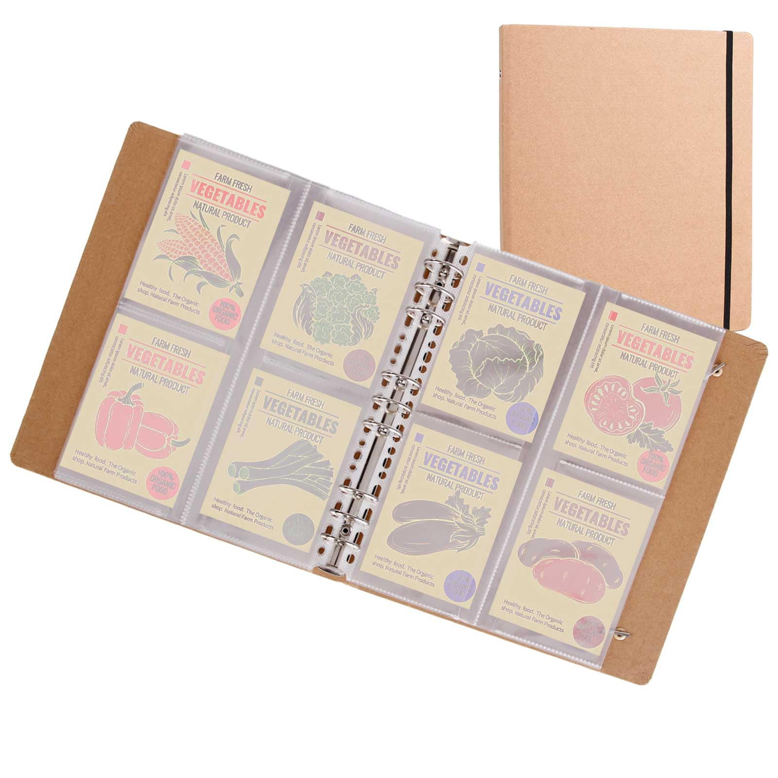 PABCK 100 Pockets Kraft Paper Binder Sheet Garden Seeds Packet Storage Book 4 Side Loading (Slot ... | Amazon (US)