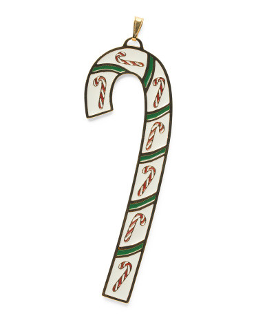 Made In Usa Gold Plated And Enameled Candy Cane Ornament | TJ Maxx