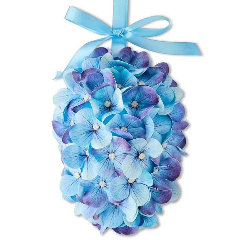 Hydrangea Egg Hanging Decoration, Blue, 7", Easter by Way To Celebrate | Walmart (US)