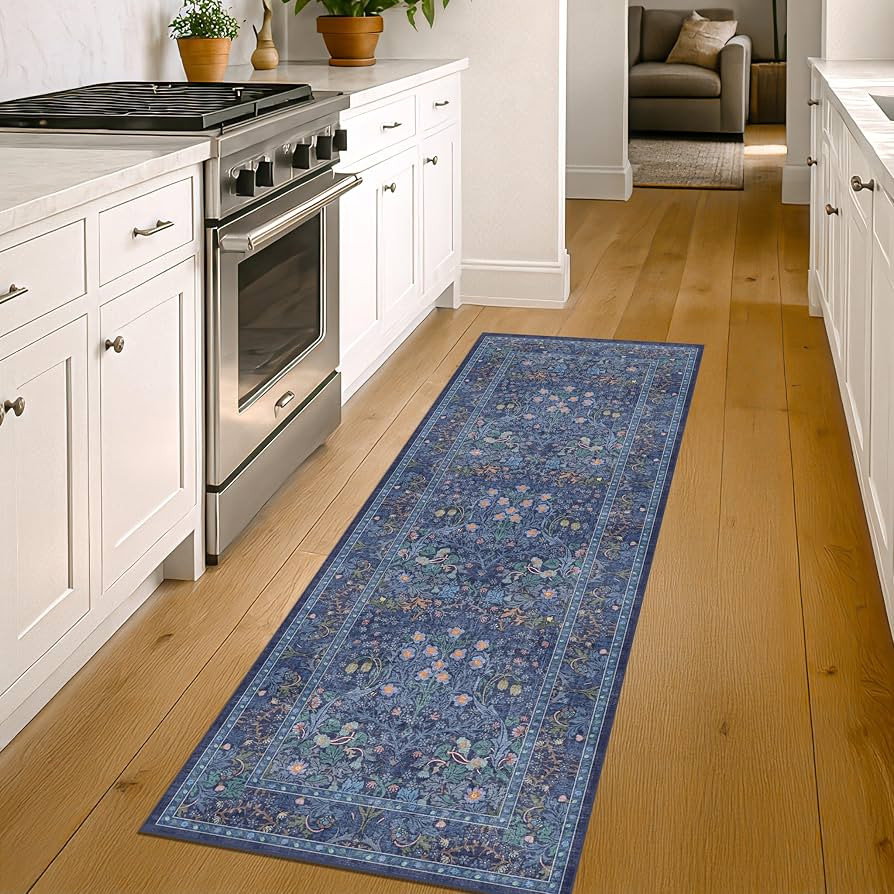 Non Slip 2x6 Dark Blue Kitchen Runner Rug - Long Runner Rugs 24 x 72 Washable Hallway Floor Mat, ... | Amazon (US)