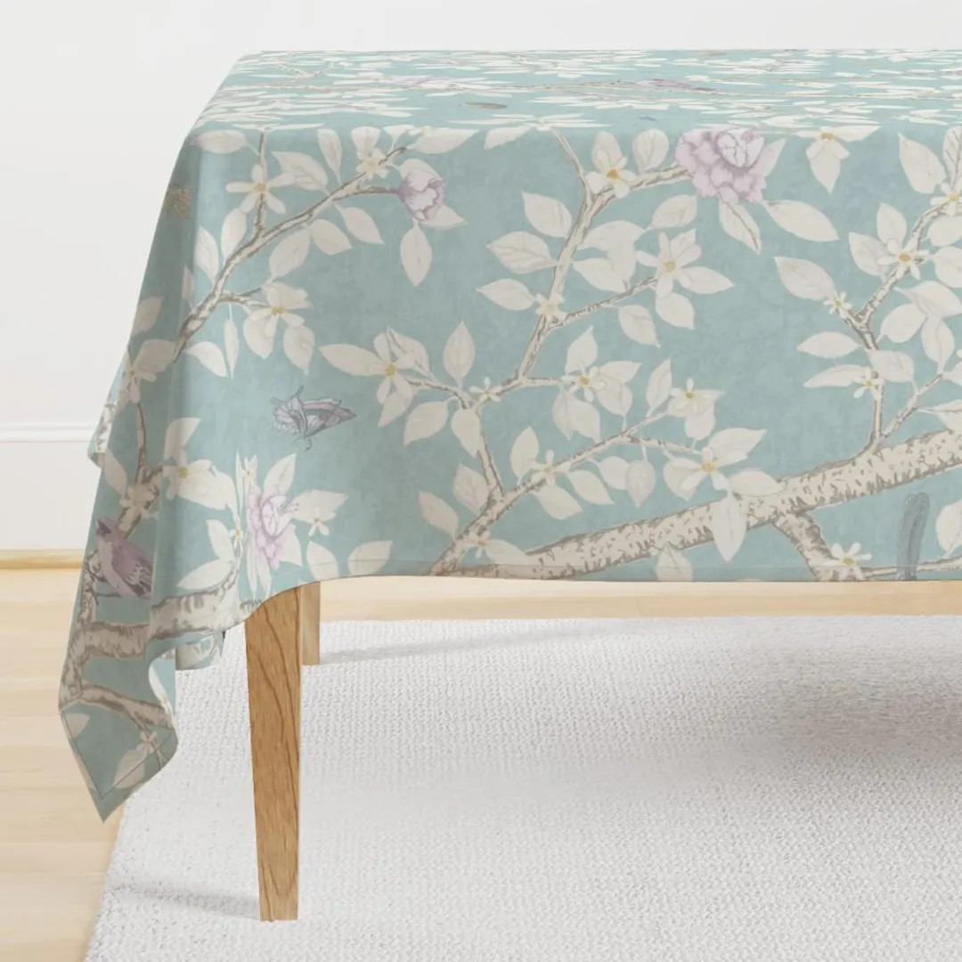 Peony Chinoiserie Tablecloth - Elsie's Garden Blue by Danika_herrick - Elegant Songbird Garden Bl... | Etsy (US)