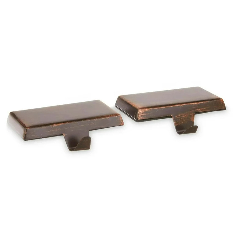 Metal Christmas Stocking Holder Set with Brushed Finish, Brown, 5", 2 Count, by Holiday Time | Walmart (US)