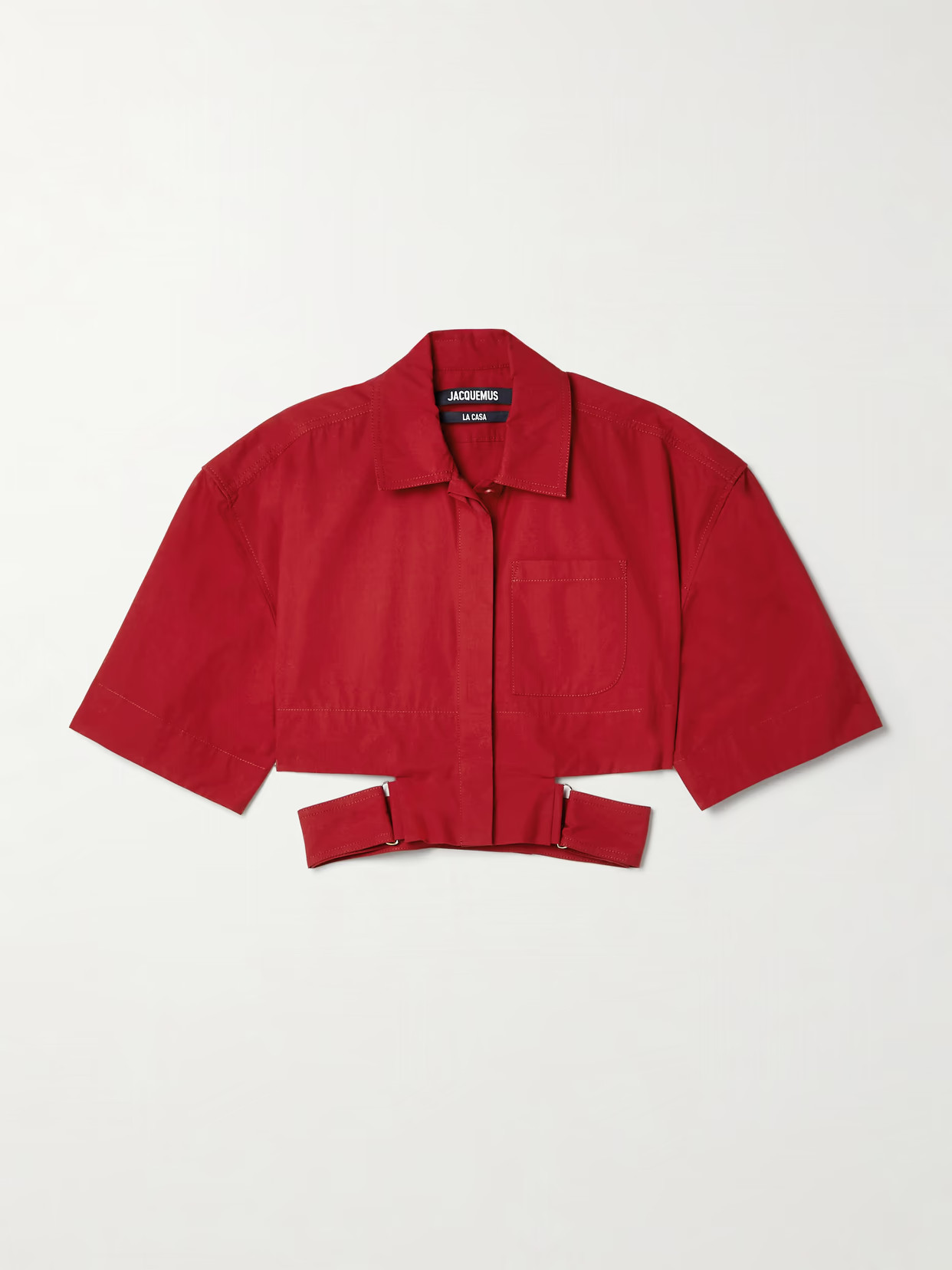 Jacquemus - Bari Cropped Cutout Cotton-poplin Shirt - Red | NET-A-PORTER (US)