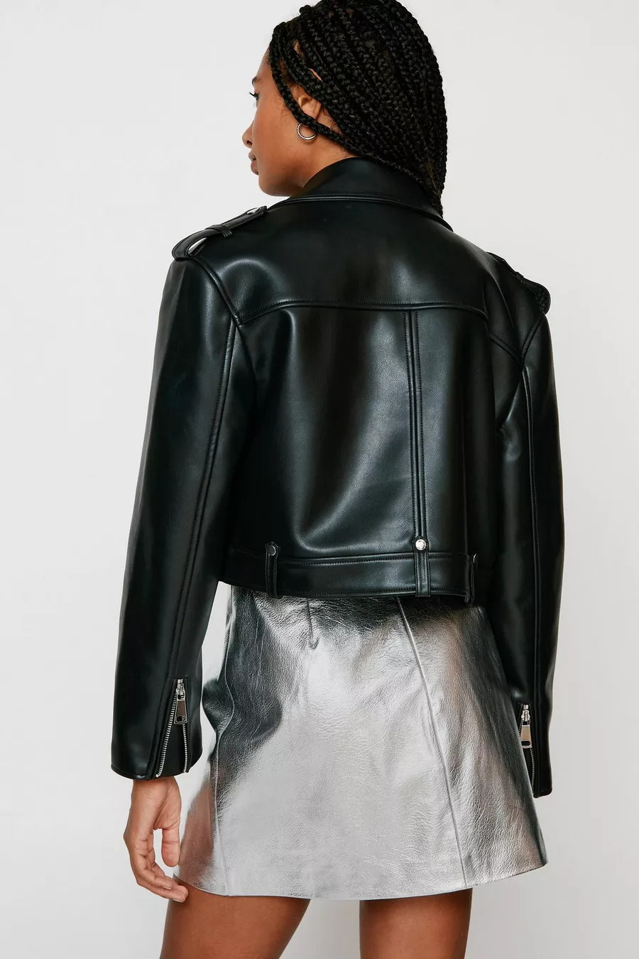 Faux Leather Cropped Biker Jacket | Nasty Gal US