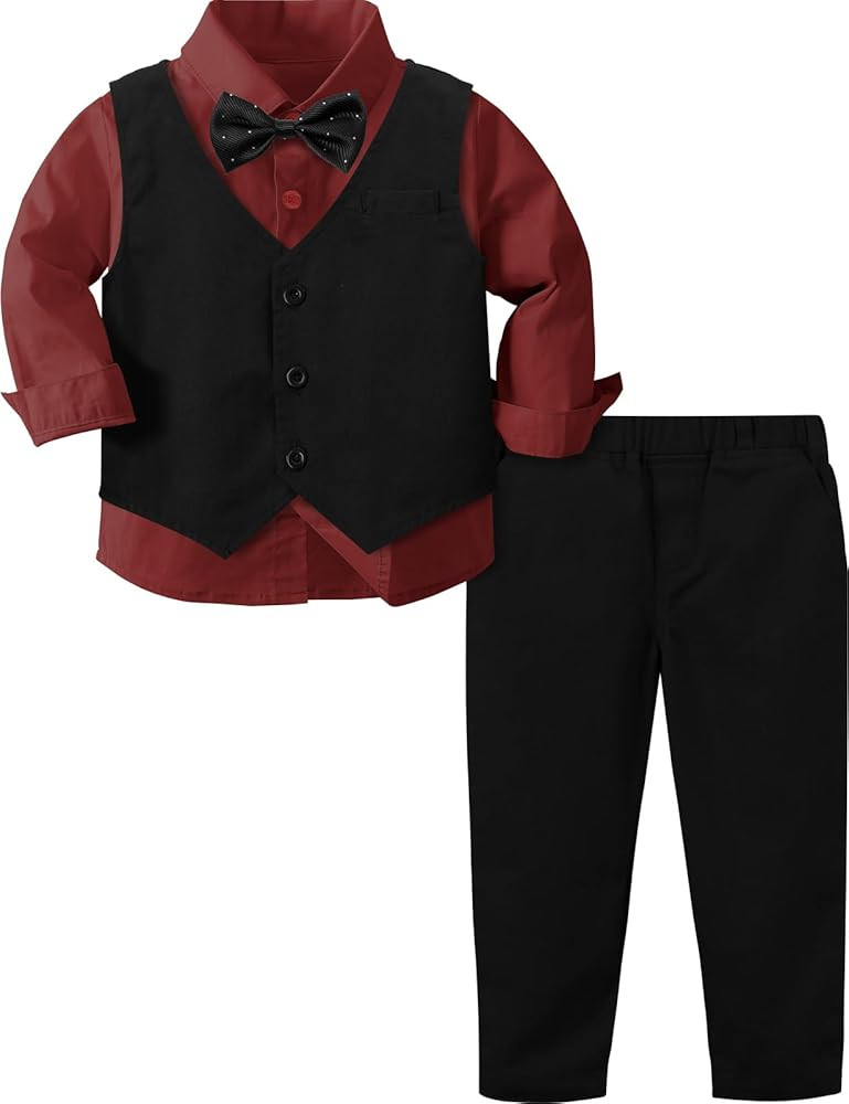 A&J DESIGN 4pcs Baby & Toddler Suit, 12 Months - 5T, Shirt & Pants & Vest & Bow Tie | Amazon (US)