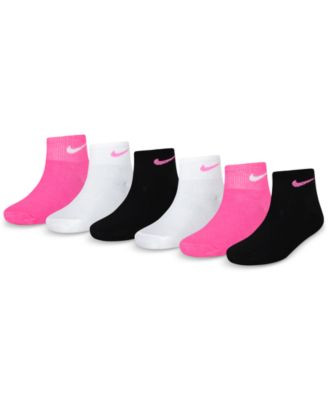Girls 4-7 Metallic Swoosh Quarter Socks, 6-Pack | Macy's