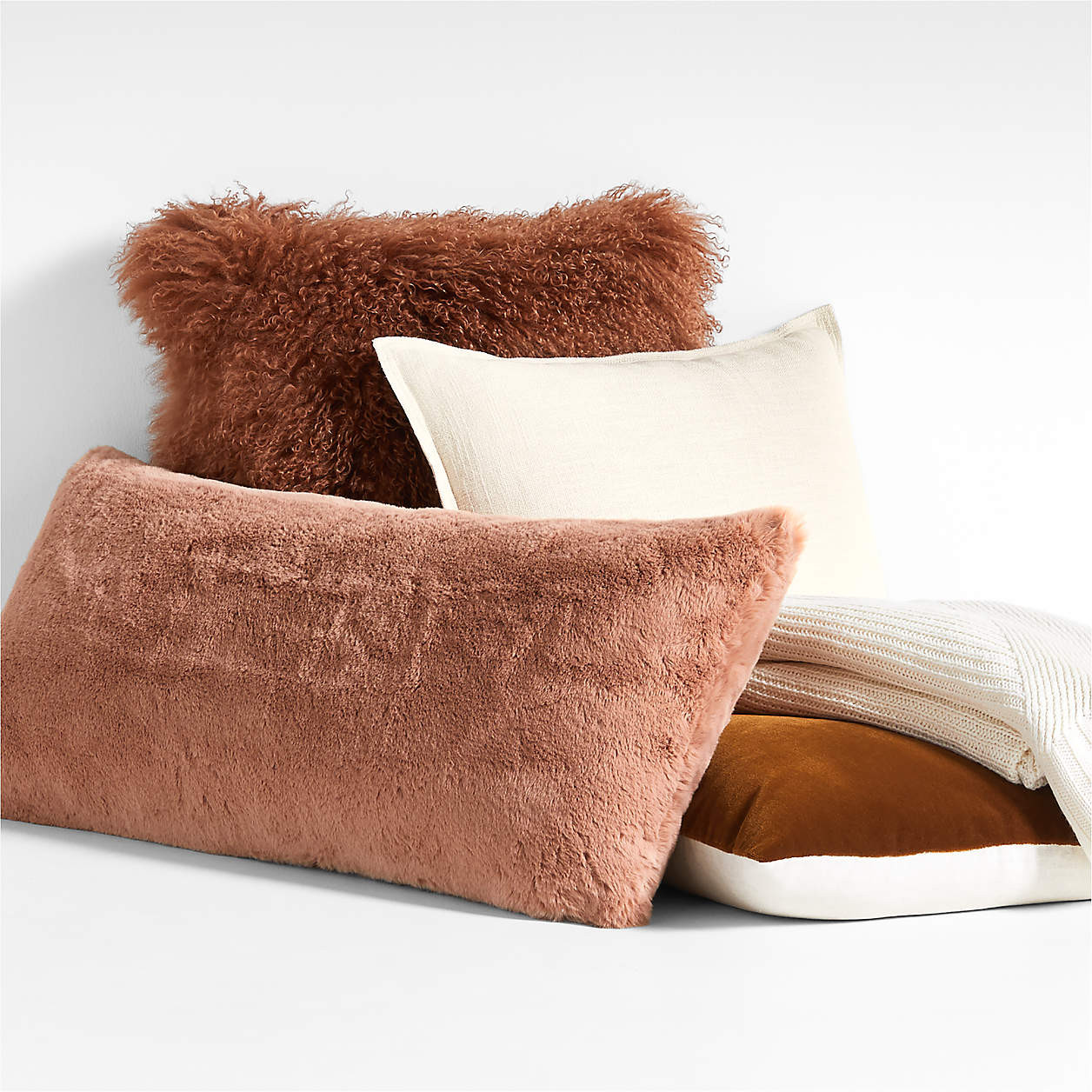 Deep Brown Mongolian Sheepskin 20"x20" Throw Pillow Cover + Reviews | Crate & Barrel | Crate & Barrel