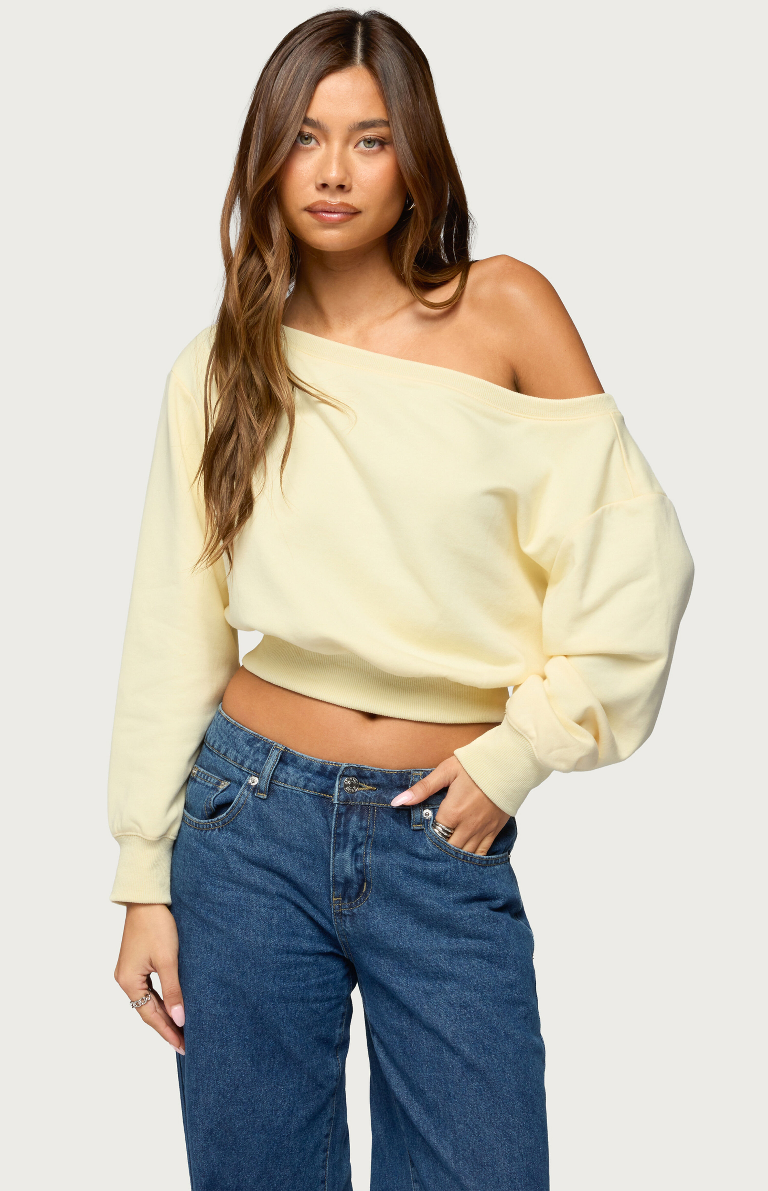 Edikted Christy Off Shoulder Sweatshirt | PacSun