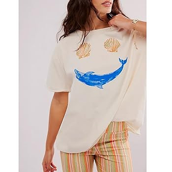 Y2k Womens Oversized Fruit Graphic Print Tees Shirts Vintage Flower Baggy Tshirt Tops Coastal Clo... | Amazon (US)
