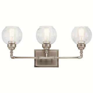 Niles 3-Light Antique Pewter Bathroom Vanity Light with Clear Seeded Glass | The Home Depot
