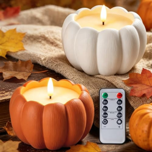 Fall Decor, Fall Decorations for Home - Terracotta Flameless Pumpkin Candle | Amazon (US)
