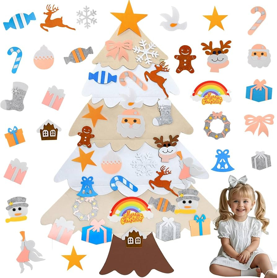 Felt Christmas Tree for Kids Wall, Upgraded 3ft DIY Felt Christmas Tree Set with 28 Ornaments, Ki... | Amazon (US)