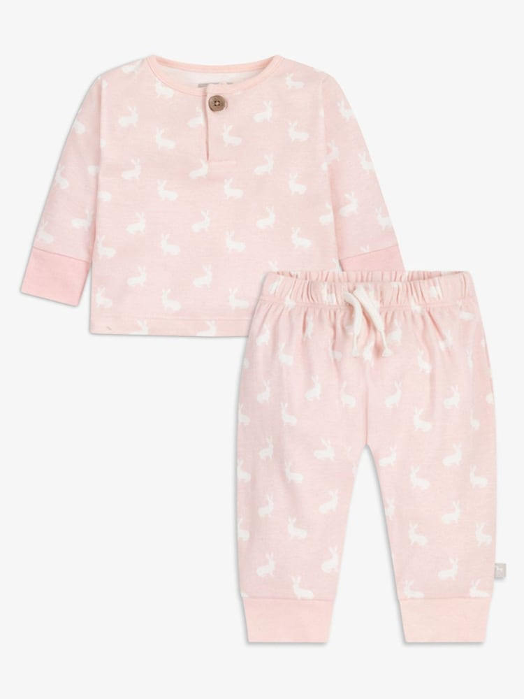 The Little Tailor Pink 2 Piece Jersey Bunny Print 100% Cotton Gift Set | Next AU