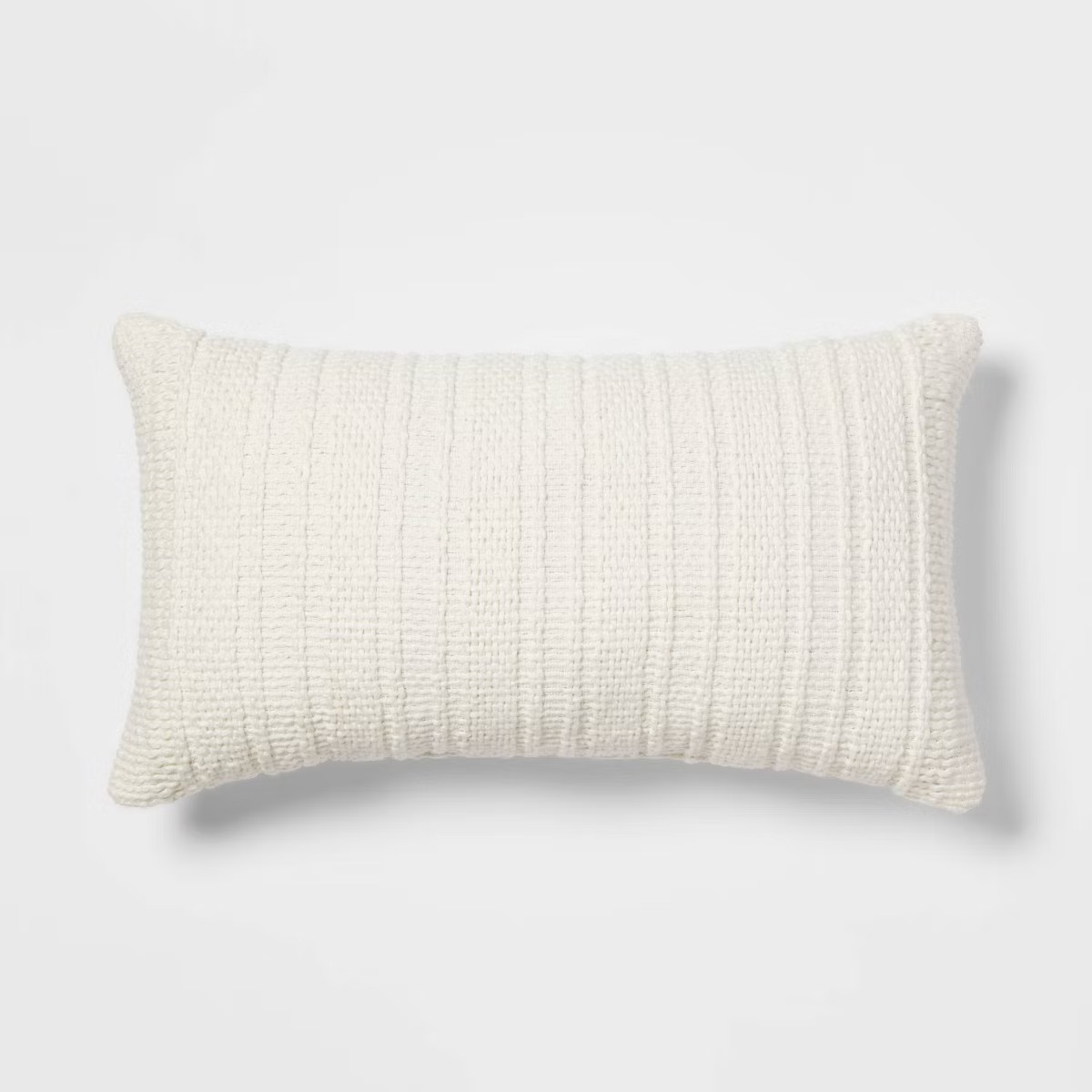Oversized Textural Woven Lumbar Throw Pillow Cream - Threshold™: Indoor Rectangle Cushion for S... | Target