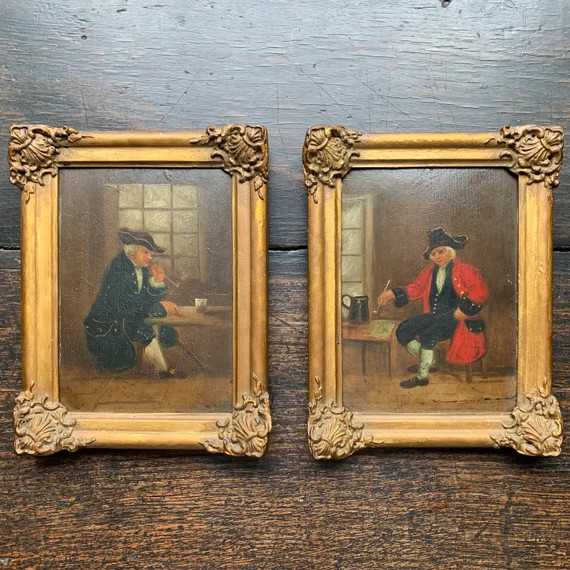 Pair 18th Century Paintings English School Antique C1780 - Etsy | Etsy (US)