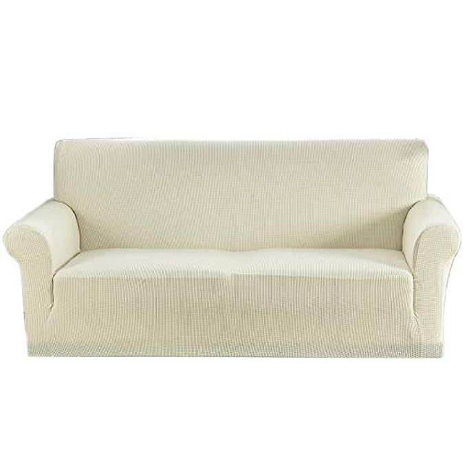 Argstar Jacquard Sofa Cover Soft Elastic White | Amazon (US)