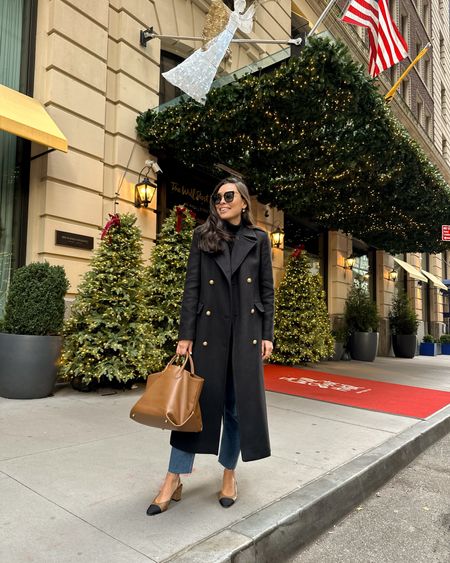 Kat Jamieson wears a black winter coat and Chanel slingback pumps. Classic style, holiday outfit, Christmas. 

#LTKHoliday #LTKshoecrush #LTKSeasonal