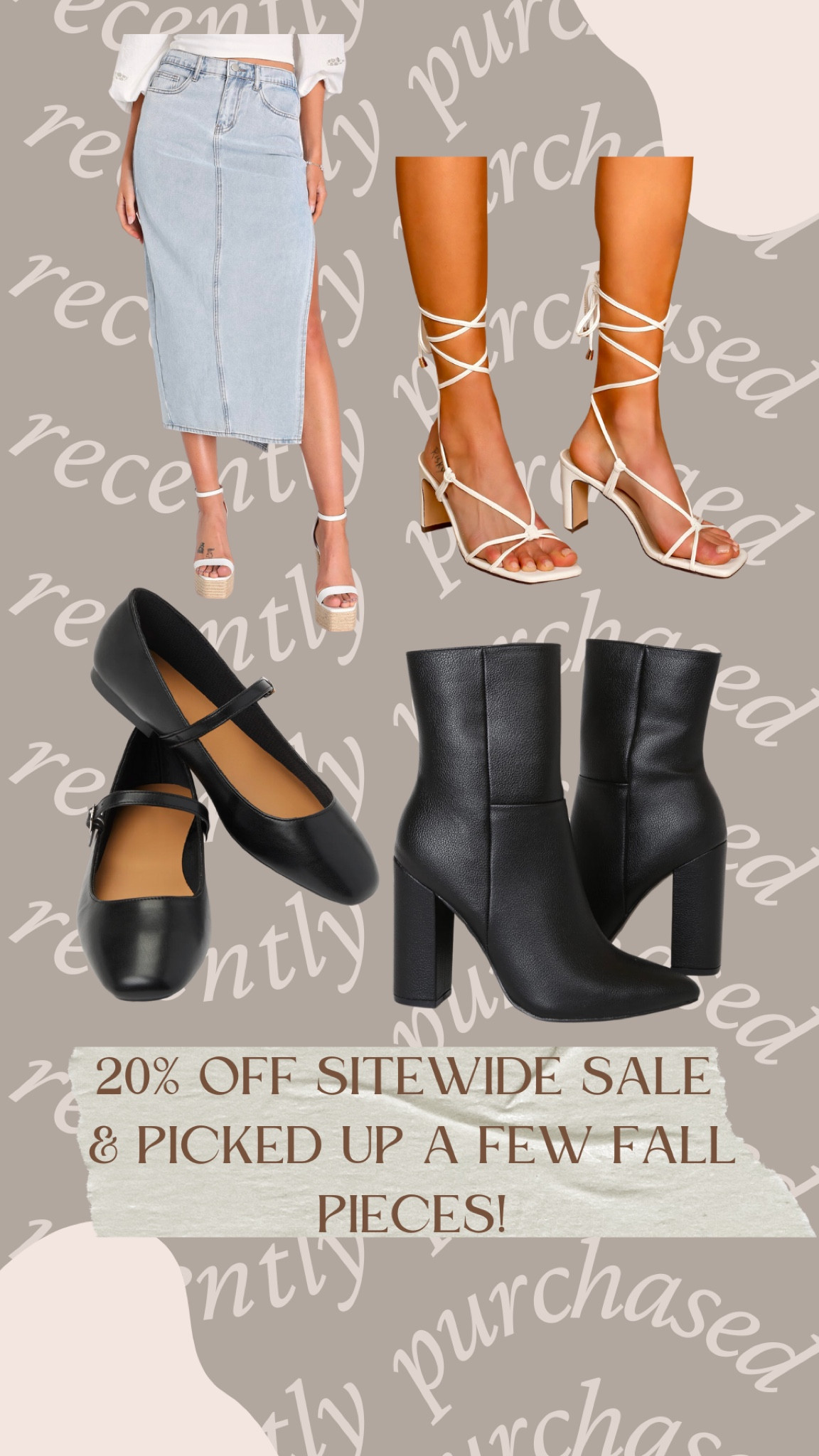 20% off sitewide sale! Picked up some fall booties, flats and a denim skirt! Also got some cute lace up sandals! 

summer sale, fall arrivals, black booties, black flats, ballet flats, lace up sandals, denim skirt

#LTKunder50 #LTKSeasonal #LTKsalealert