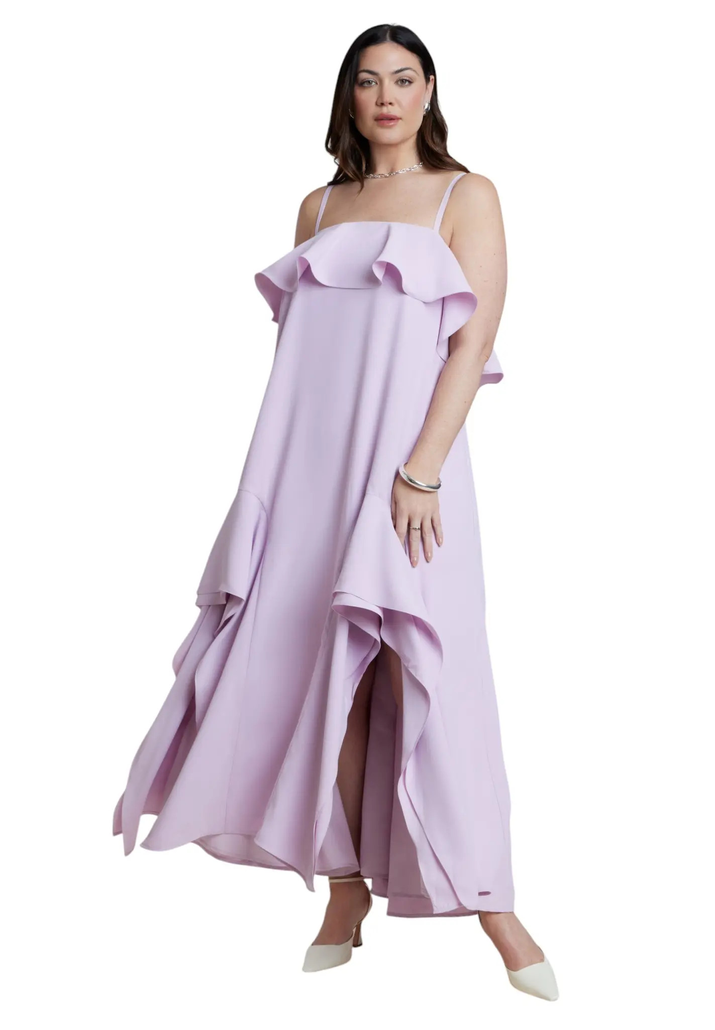 ELOQUII Ruffle Detail Maxi Trapeze Dress (Women) | Nordstrom | Nordstrom