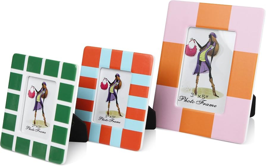 Gurfuy Set of 3 Picture Frame Tabletop - Colored Ceramic Photo Frames Table Top Display 2 of 2x3\... | Amazon (US)