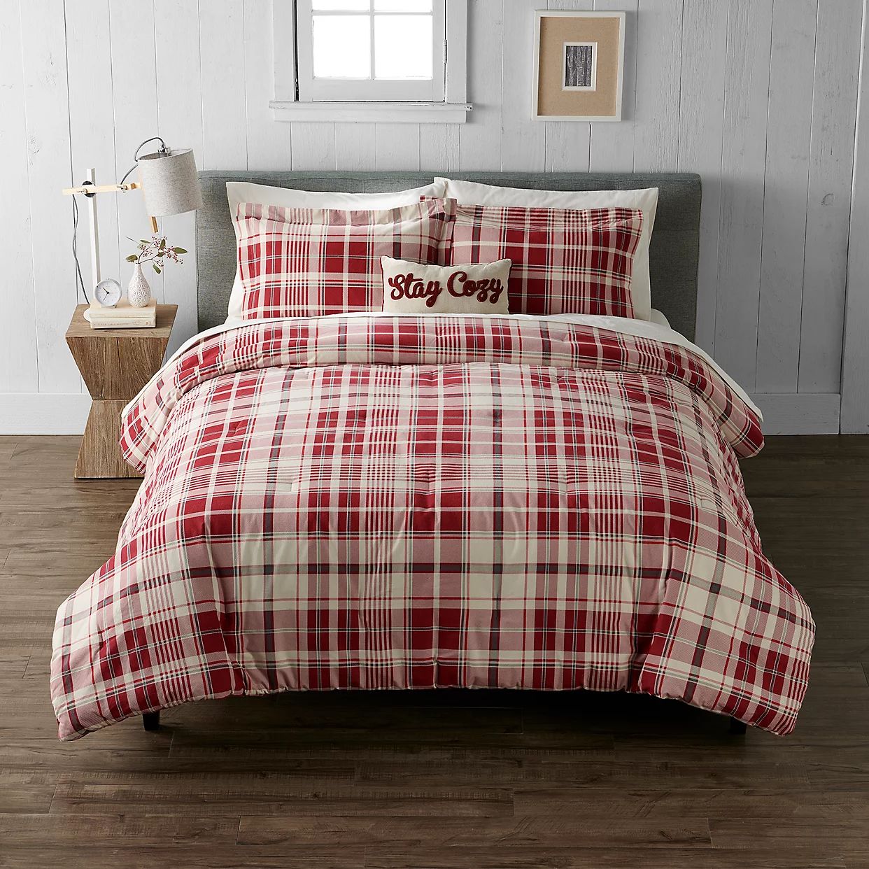 Cuddl Duds Red Ivory Plaid Heavyweight Flannel Comforter Set | Kohl's