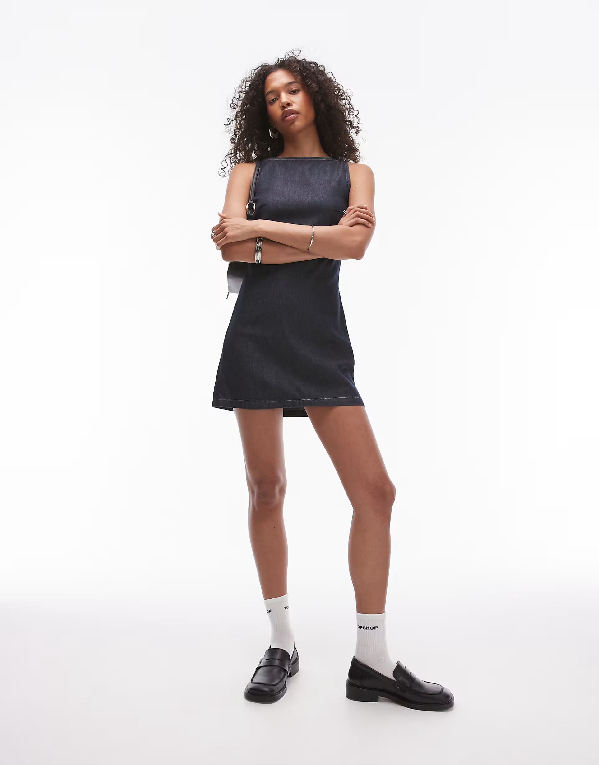 Topshop denim shift dress in indigo | ASOS (Global)