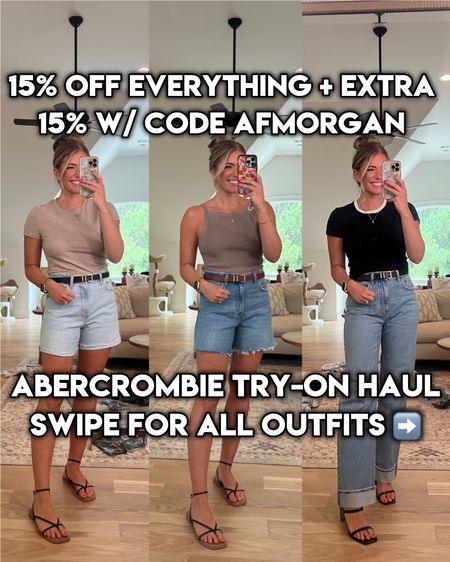 ⭐️ 15% off almost everything site-wide at Abercrombie (25% off all tees, knit, & tanks - even YPB! 🤩) & extra 15% off stacks on top of sale with code AFMORGAN 7/5-7/8 ⭐️

Sizing info: 
My measurements: 29” waist at smallest part, 40” hips at widest part, 36.5” at widest part of my chest/bust, I’m 5’5, true size 29/8, & 150lb
Sizes:
•TTS - size 29 in all denim shorts & jeans for the perfect fit. 💗 (I do not wear the curve love anymore after losing weight) & TTS size 29 in wide leg linen pants and the black dress shorts. All pants/jeans are the regular length & I’m 5’5
•all tees, tanks, tops, shorts, & dresses TTS - M (regular on length & I’m 5’5)


#LTKSaleAlert #LTKSummerSales #LTKSeasonal