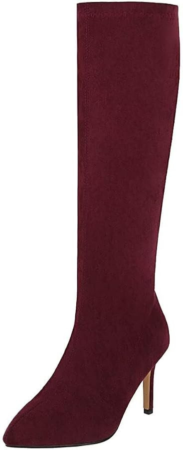 Agodor Women's Stiletto Knee High Boots Pointed Toe High Heel Faux Suede Leather Side Zipper Boot... | Amazon (US)