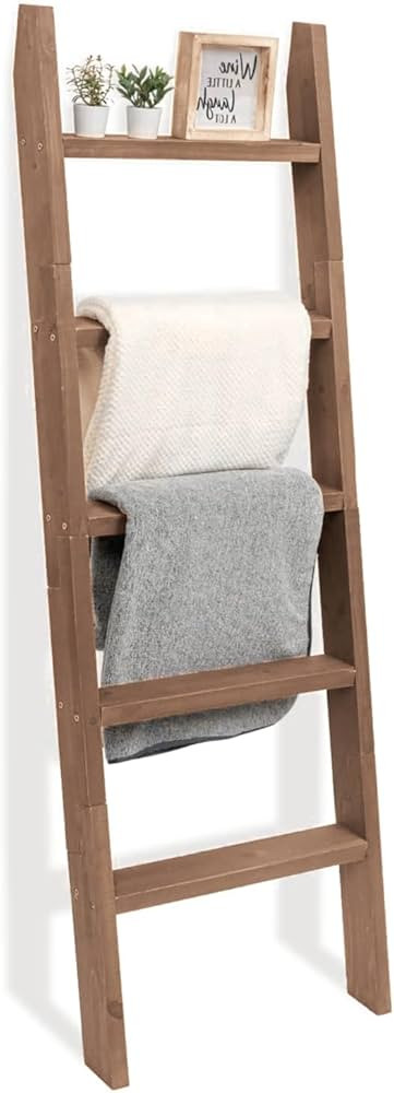 FUIN 5ft (58") Wood Blanket Ladder Living Room Decorative Wall Leaning Farmhouse Quilt Display Ho... | Amazon (US)