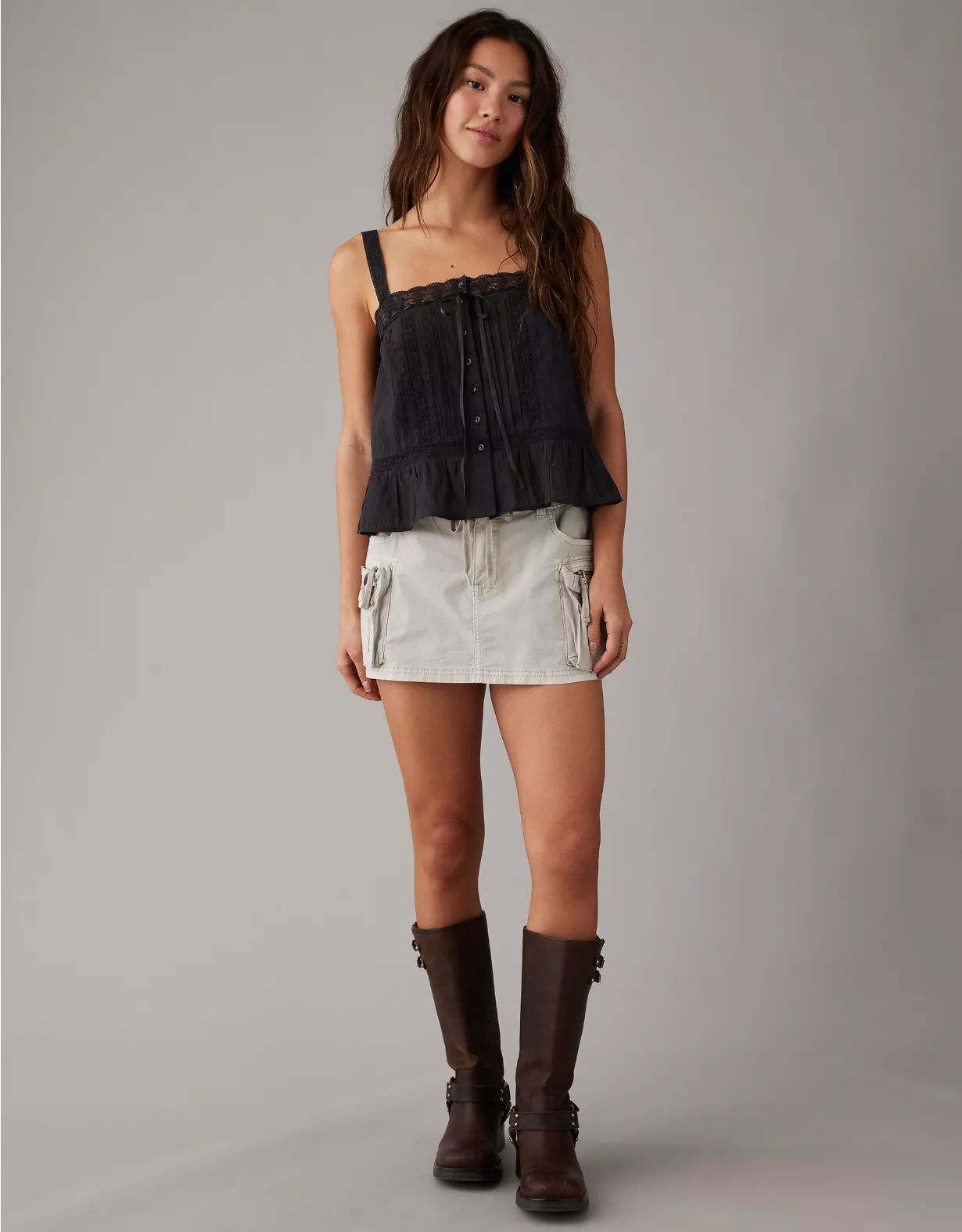AE Lace-Trim Pintuck Tank Top | American Eagle Outfitters (US & CA)