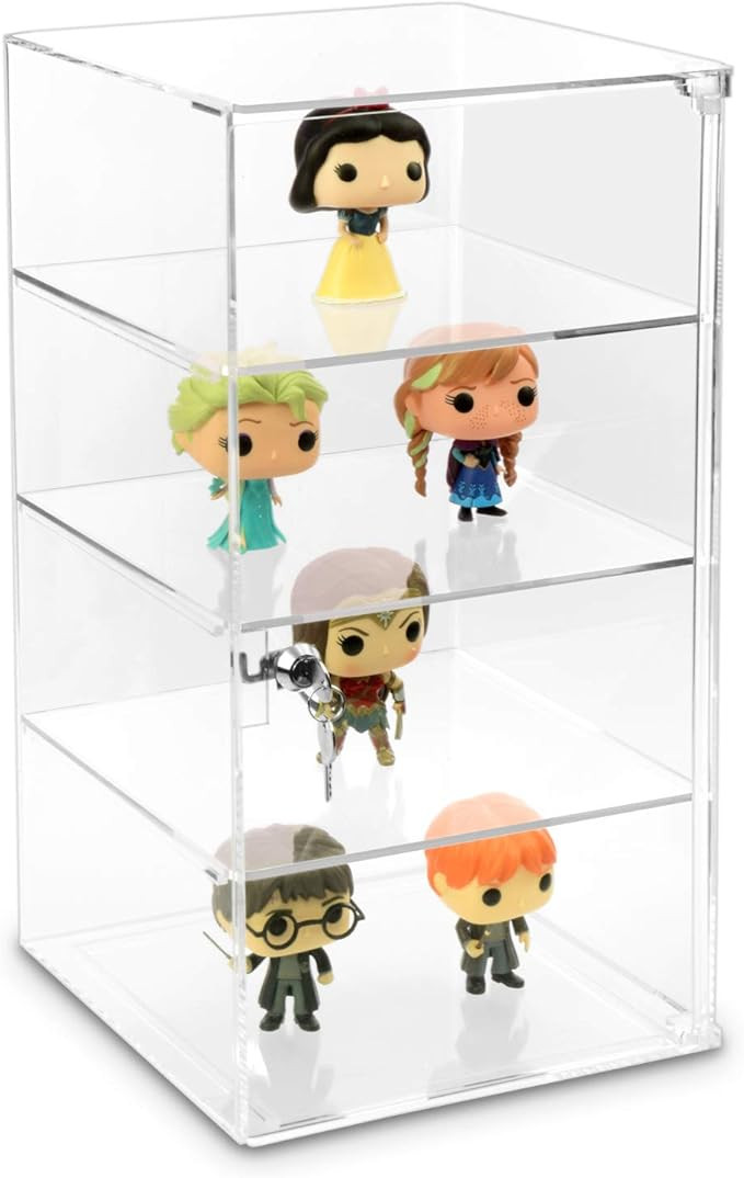 Mooca Acrylic Lockable Showcase Display Stand with 3 Removable Shelves, Comes with a Lock & Key | Amazon (US)