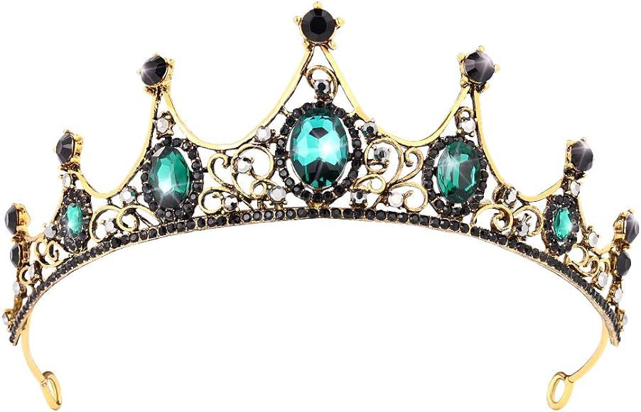 FRCOLOR Green Rhinestone Crown, Vintage Queen Crown, Baroque Crown, Princess Crown for Women, Bir... | Amazon (US)
