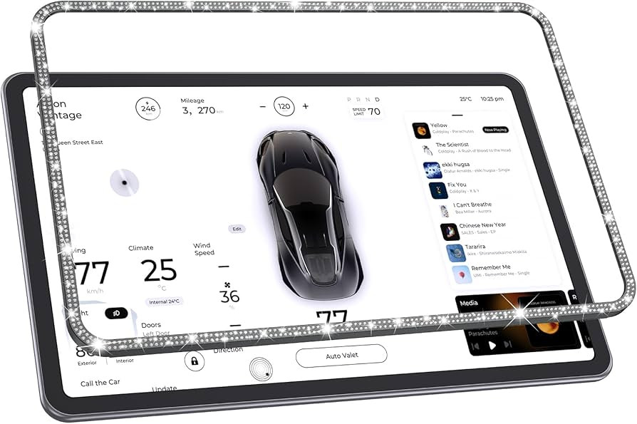 funomo Tesla Center Control Touch Screen Protector with Bling Diamonds, CNC Anodized Aluminum-all... | Amazon (US)