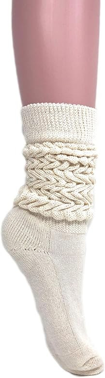 AWS/American Made Women's Extra Long Heavy Slouch Cotton Socks Size 9 to 11 | Amazon (US)