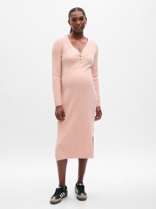 Maternity CashSoft Henley Midi Sweater Dress | Gap (US)