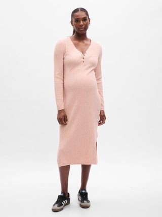 Maternity CashSoft Henley Midi Sweater Dress | Gap (US)