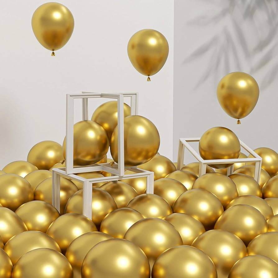 120pcs 5 inch Metallic Gold Balloons, Small Chrome Gold Latex Balloons for Graduation Engagement ... | Amazon (US)