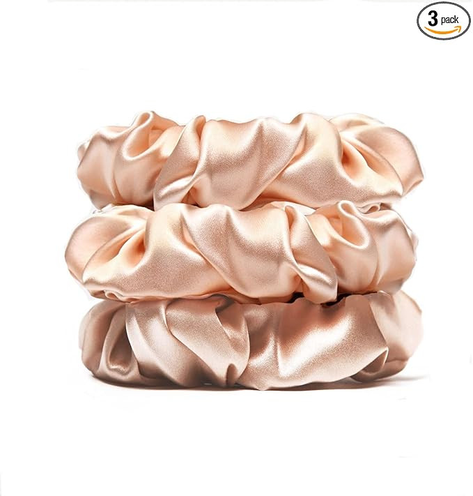 3Pack Silk Scrunchies for Hair 100% Pure Mulberry Silk Hair Ties, Elastic Ponytail Holders, Hair ... | Amazon (UK)