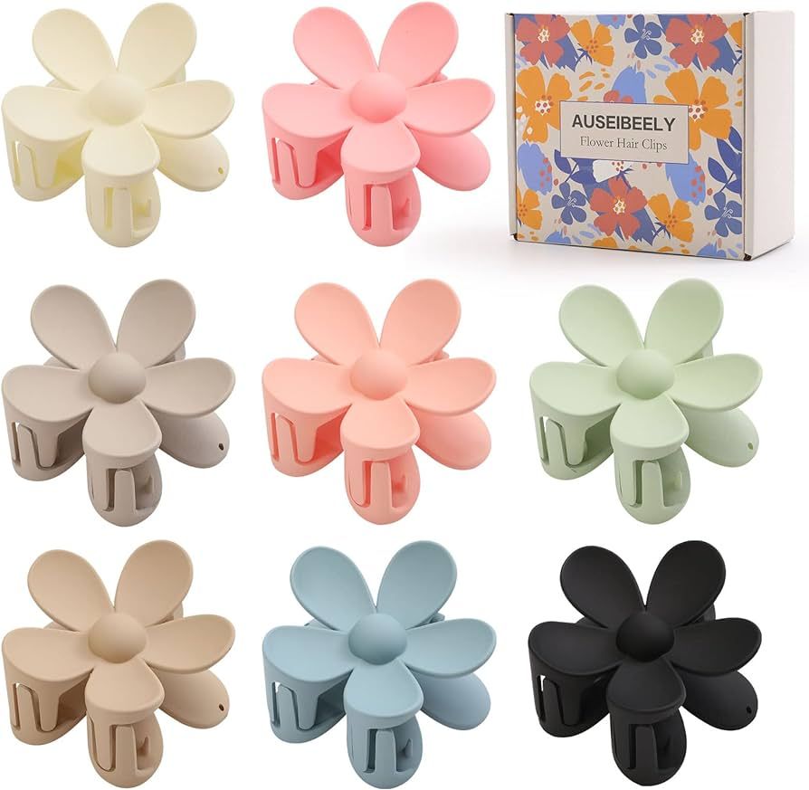 8PCS Flower Claw Clips, Hair Claw Clips for Thick Hair, Matte Non Slip Hair Clips Strong Hold for... | Amazon (US)